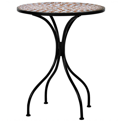 Bistro Set Black Metal Table Foldable Chairs MosaicTiles