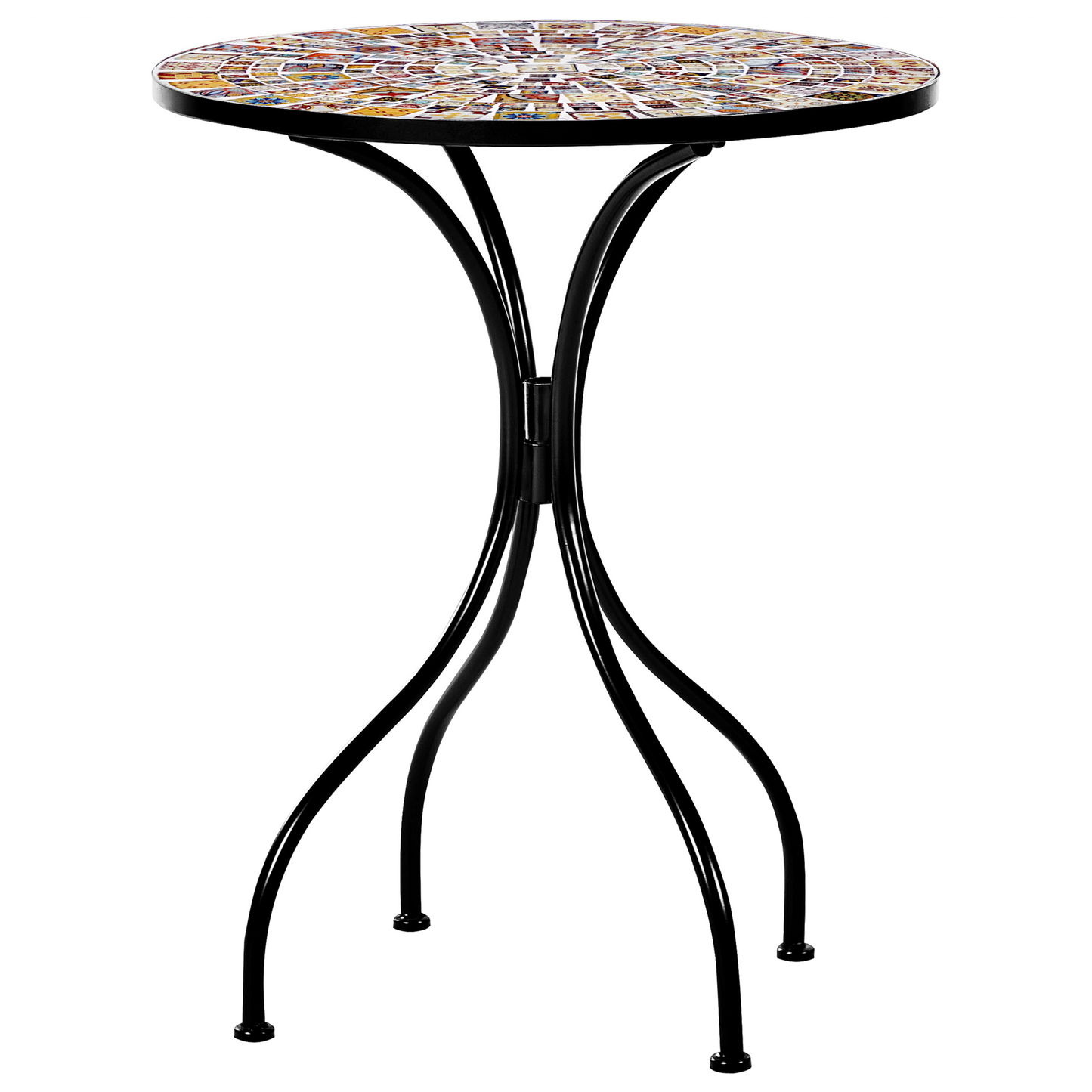 Mosaic Tiles Bistro Table 60cm Black Metal Vintage Style