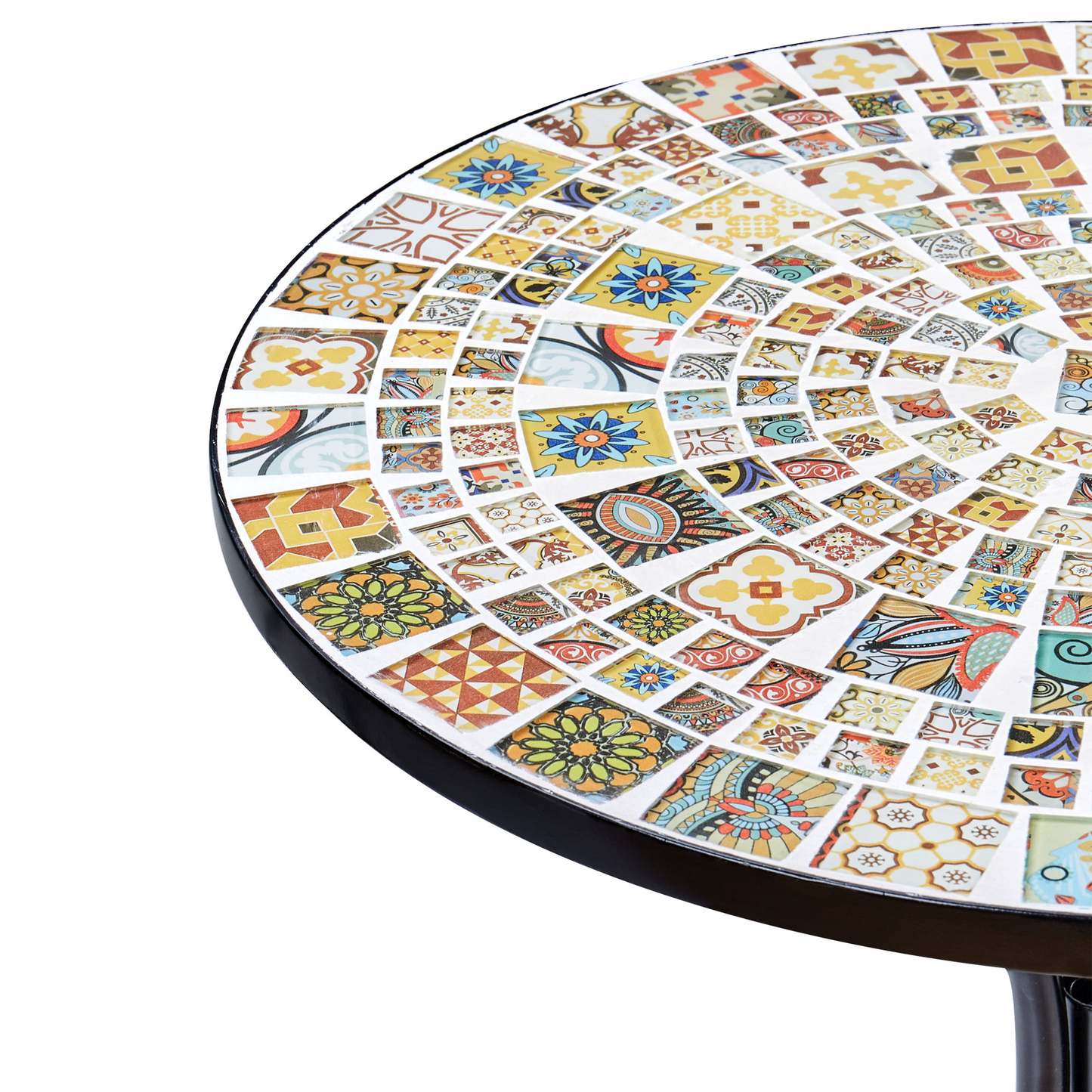 Mosaic Tiles Bistro Table 60cm Black Metal Vintage Style