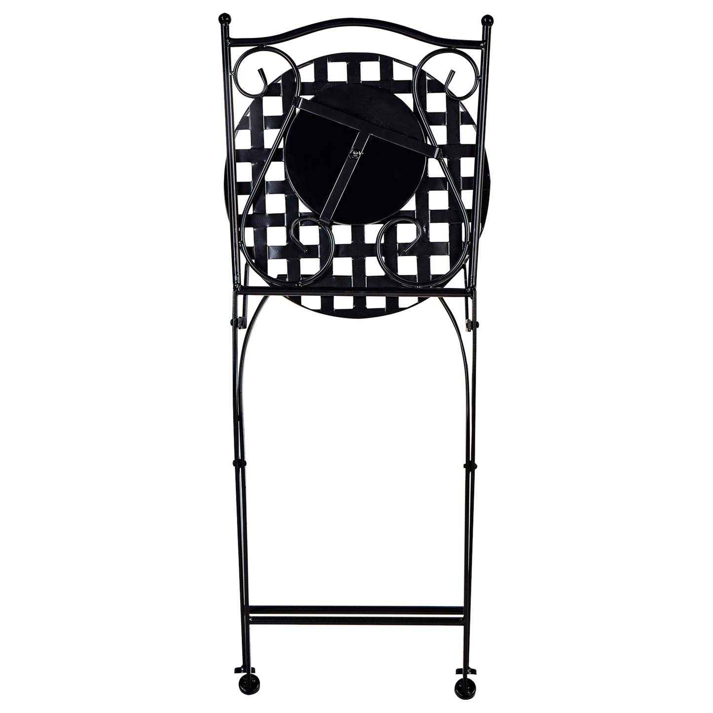 Black Metal Folding Garden Chairs Mosaic Backrest Set