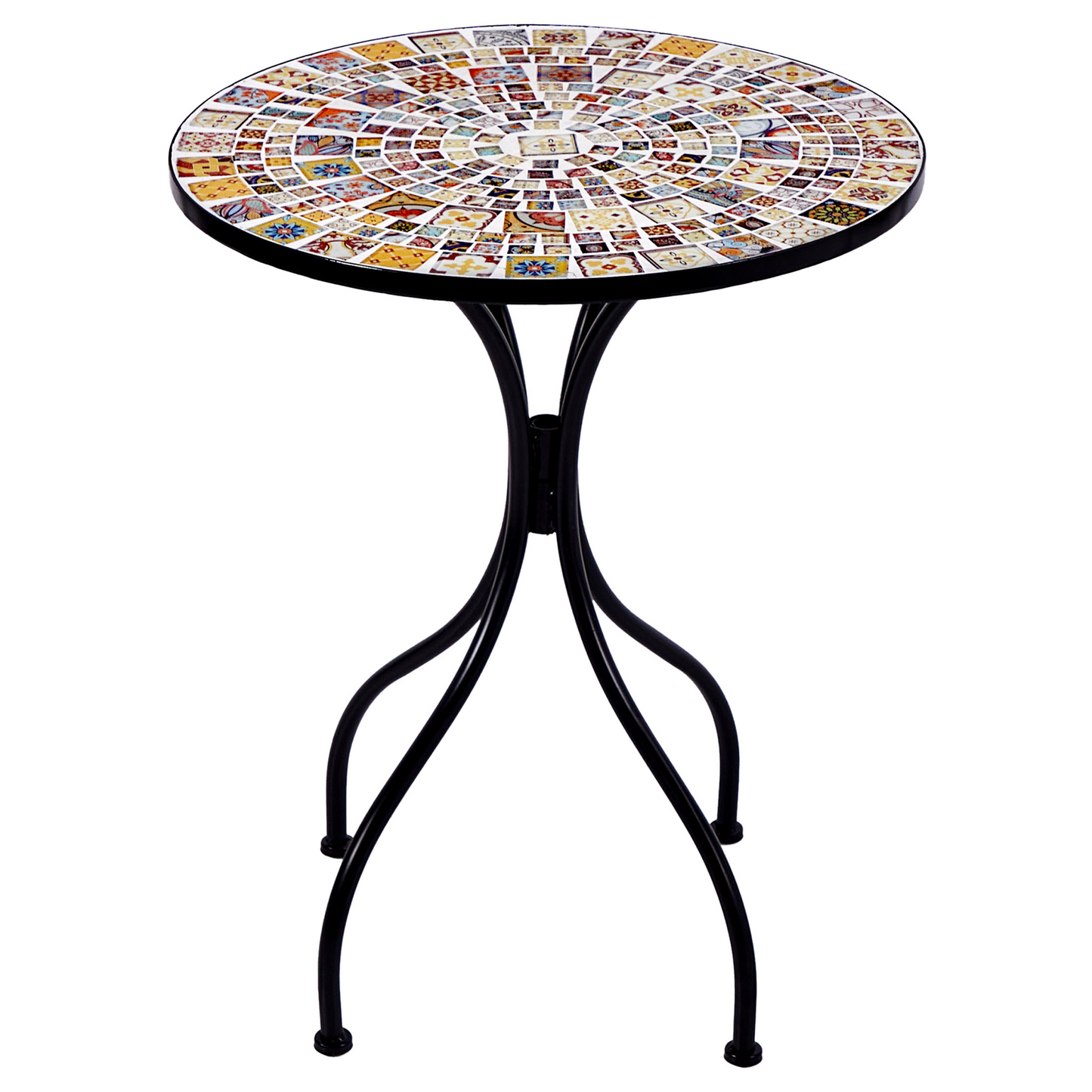Gardenia Mosaic Bistro Set Metal Black Table And Folding Chairs