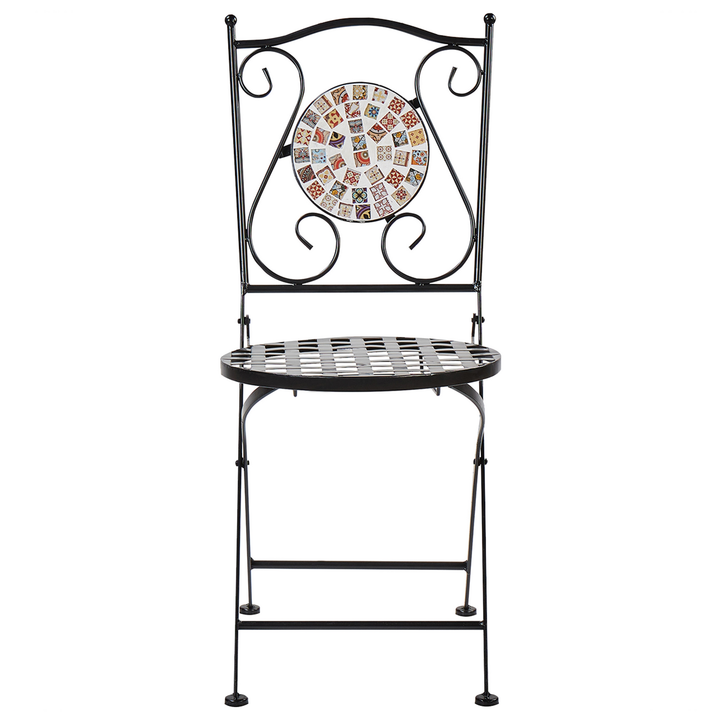 Gardenia Mosaic Bistro Set Metal Black Table And Folding Chairs