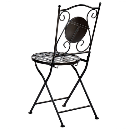 Gardenia Mosaic Bistro Set Metal Black Table And Folding Chairs