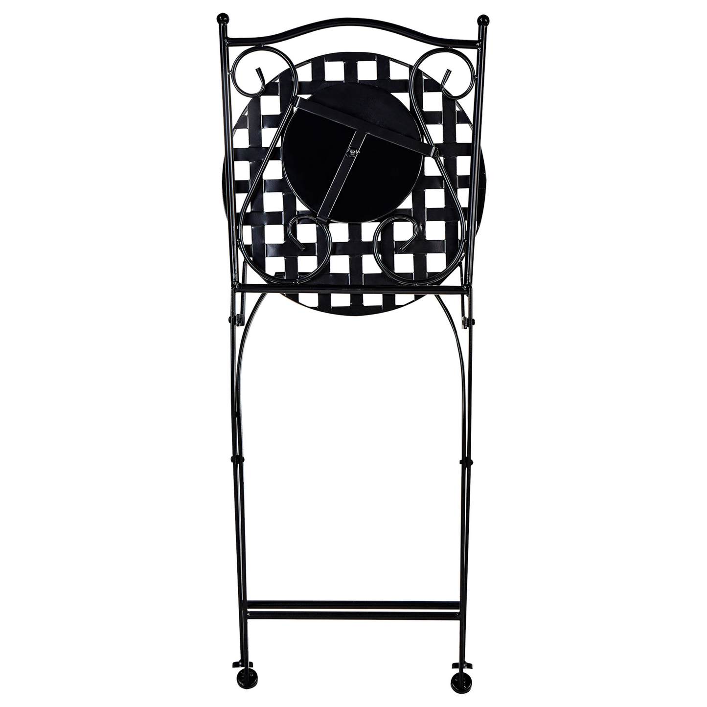 Gardenia Mosaic Bistro Set Metal Black Table And Folding Chairs