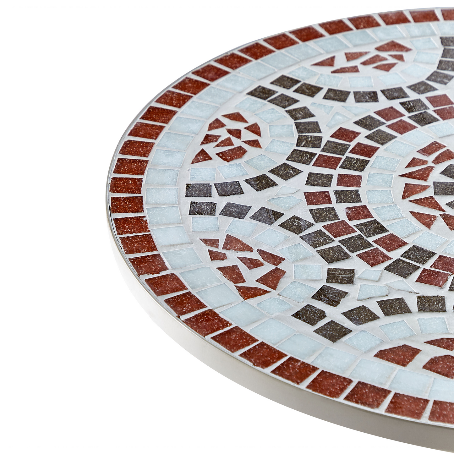Garden Bistro Table White Metal 60cm Mosaic Tile Top Vintage Outdoor Style