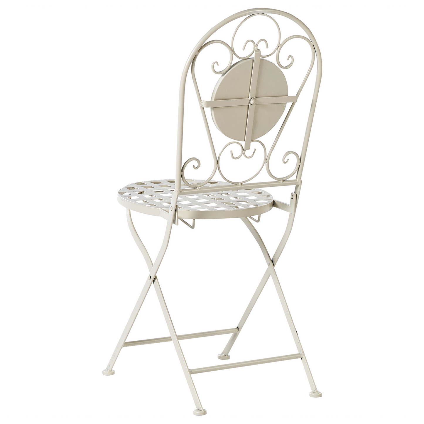 White Metal Folding Garden Chairs Mosaic Backrest Set of 2