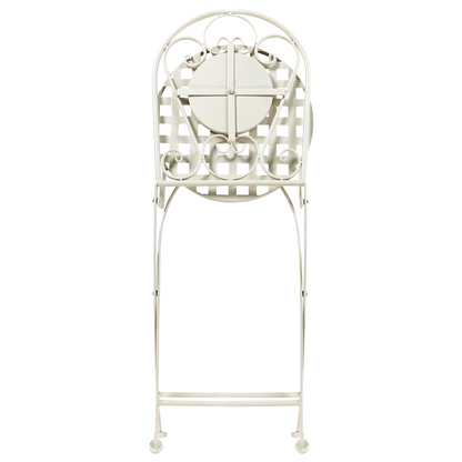 White Metal Folding Garden Chairs Mosaic Backrest Set of 2