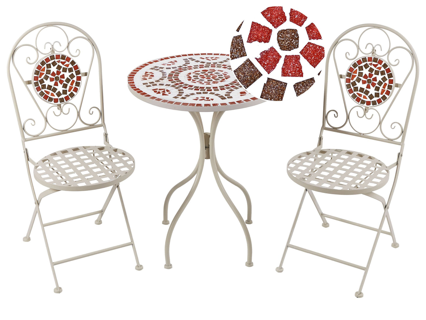 Garden Vista Garden Bistro Set White Metal Table And Folding Chairs