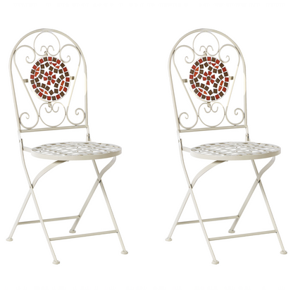 Garden Vista Garden Bistro Set White Metal Table And Folding Chairs