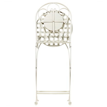 Garden Vista Garden Bistro Set White Metal Table And Folding Chairs