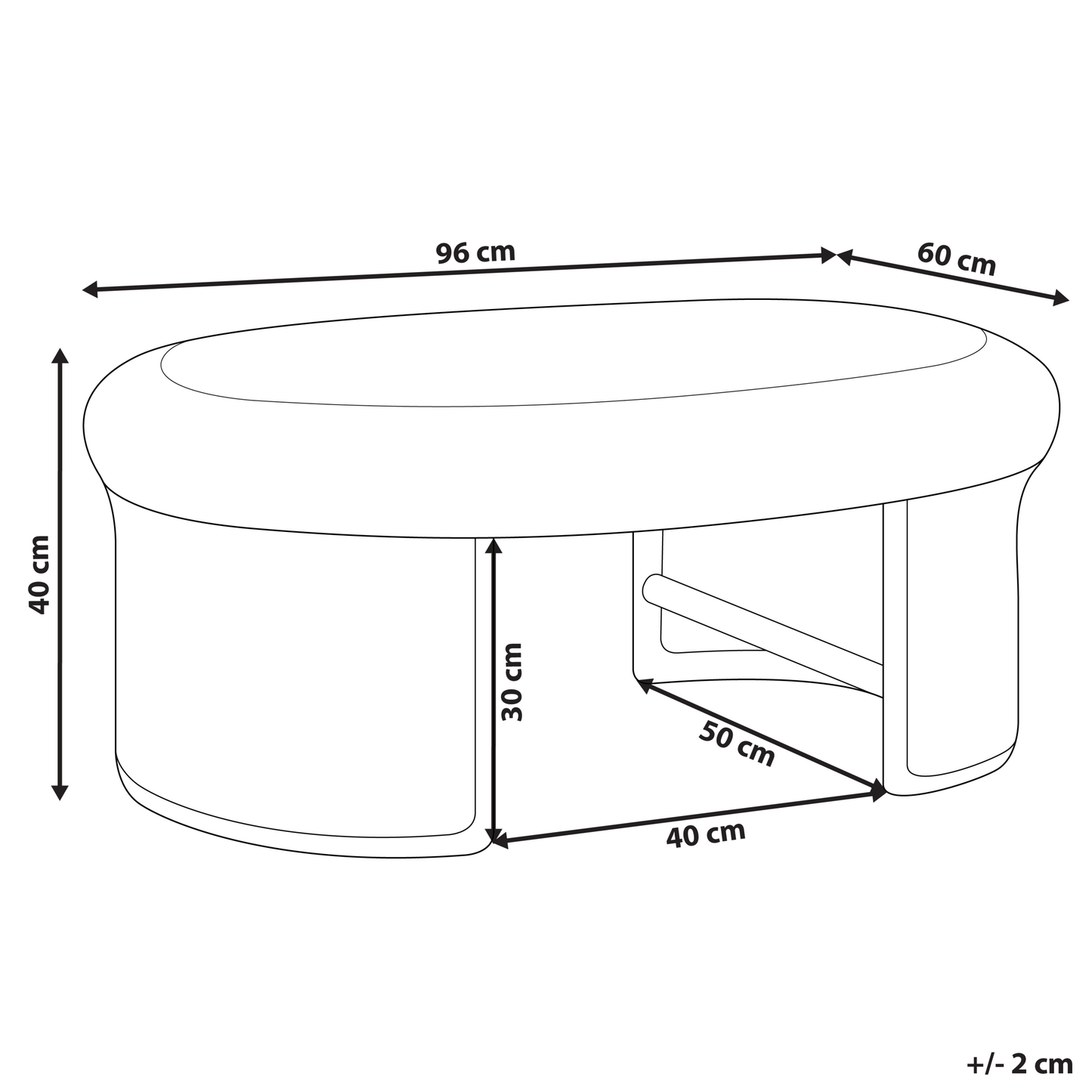Natural Rattan Garden Coffee Table 96 x 60cm Outdoor
