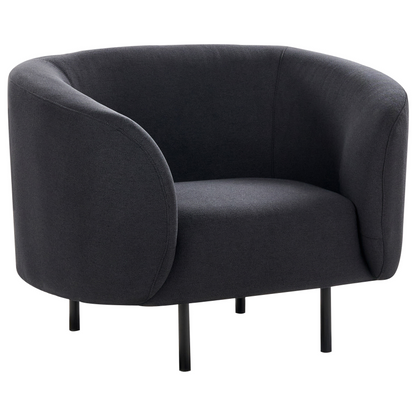 Living Room Set Black Fabric Nubby Legs 3 Seater Sofa
