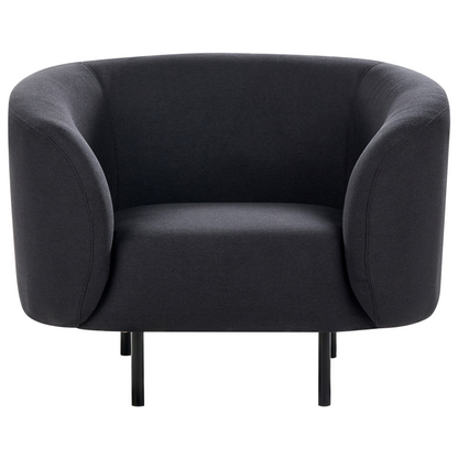 Living Room Set Black Fabric Nubby Legs 3 Seater Sofa
