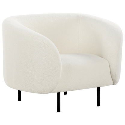 White Boucle 3 Seater Sofa Set Black Legs