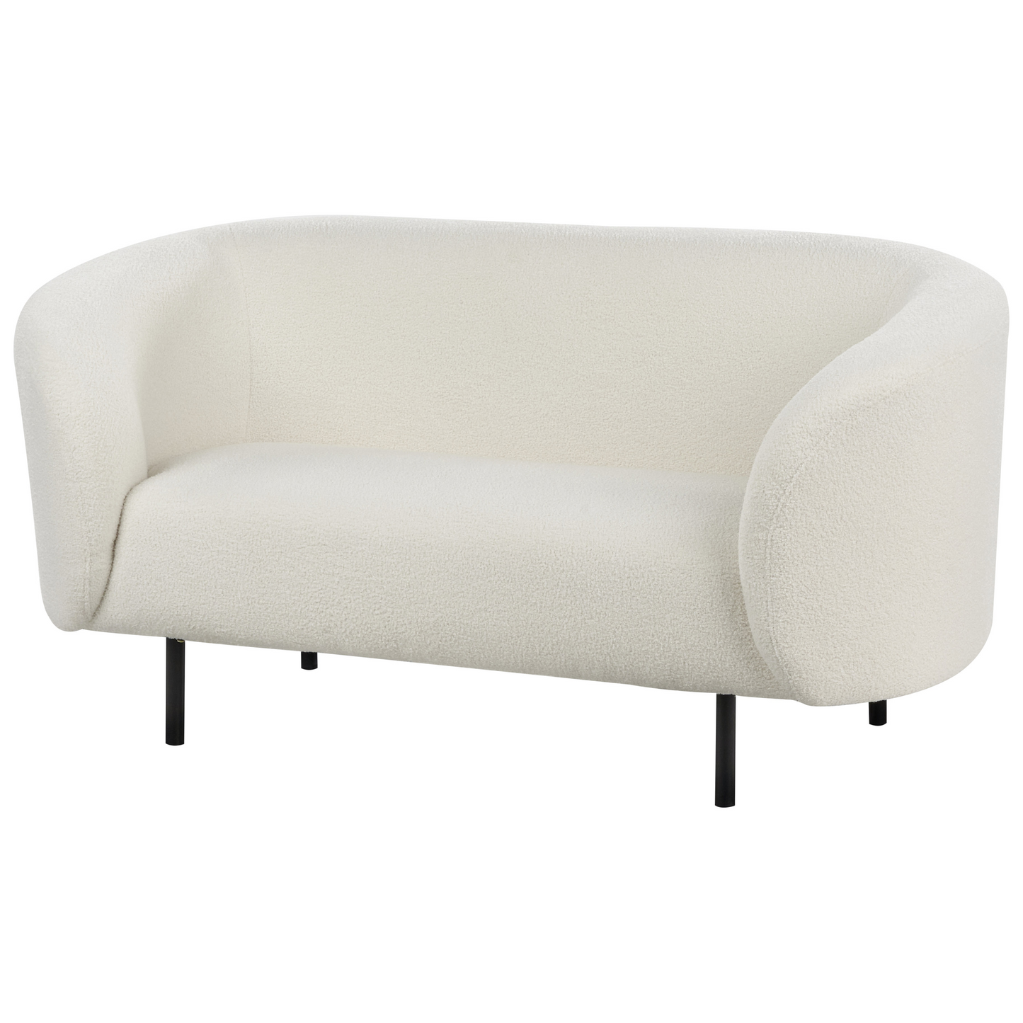 White Boucle 3 Seater Sofa Set Black Legs