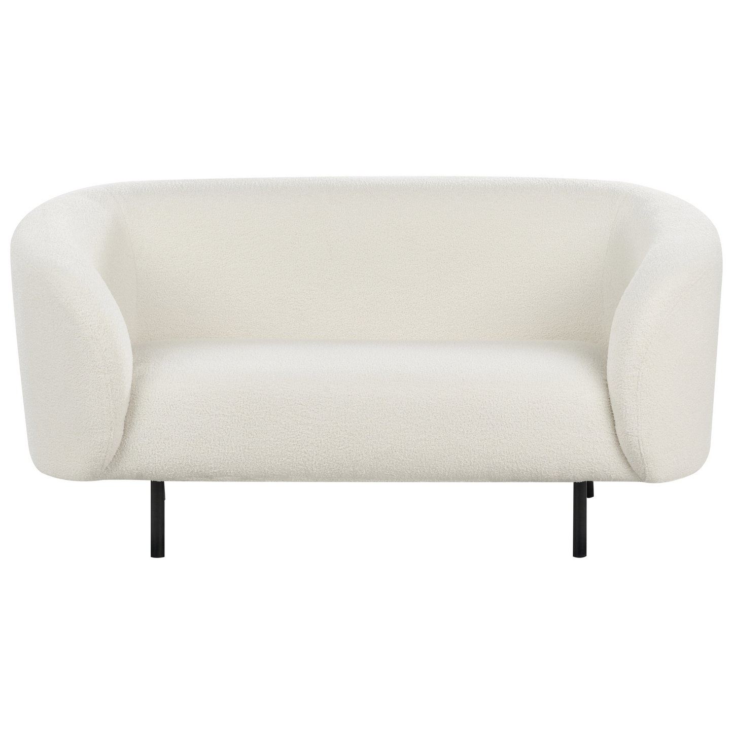 White Boucle 3 Seater Sofa Set Black Legs