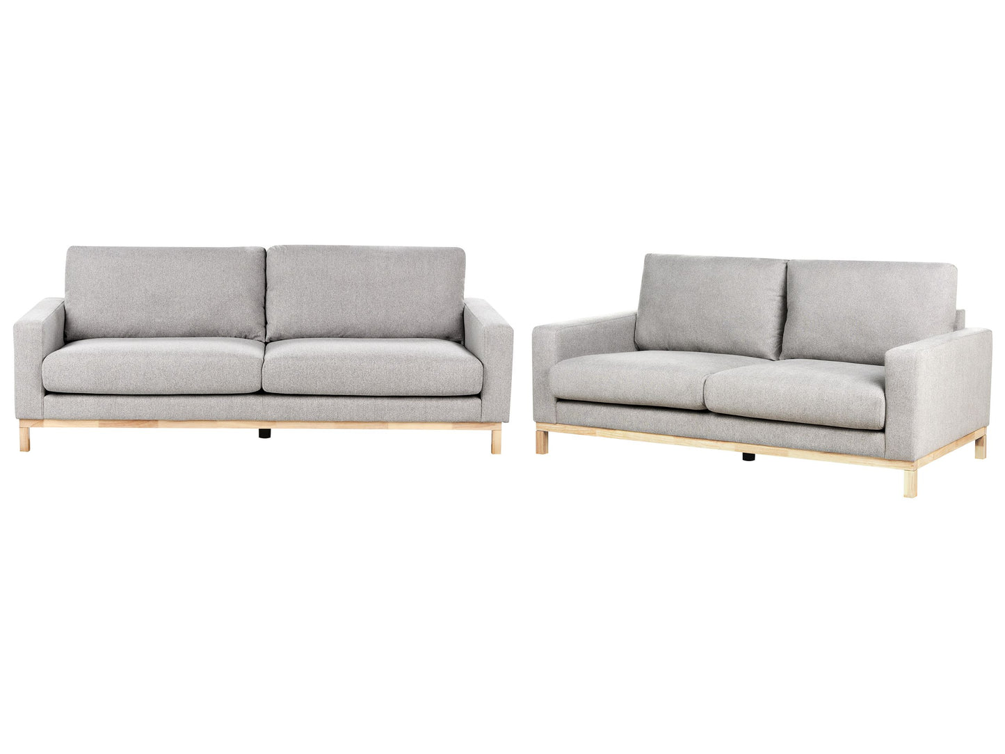 Grey Fabric 2 and 3 Seater Sofa Set with Light Wood Legs