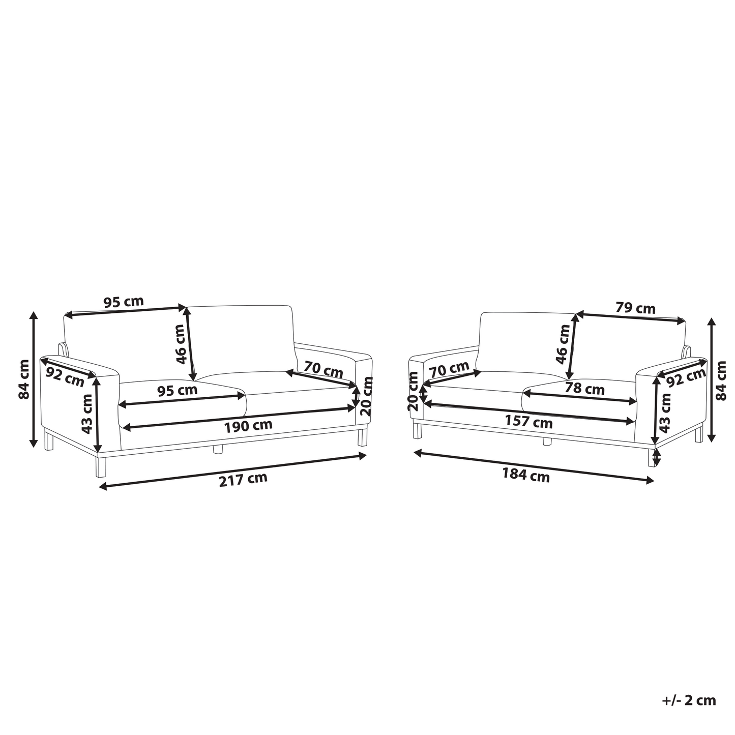 Grey Fabric 2 and 3 Seater Sofa Set with Light Wood Legs