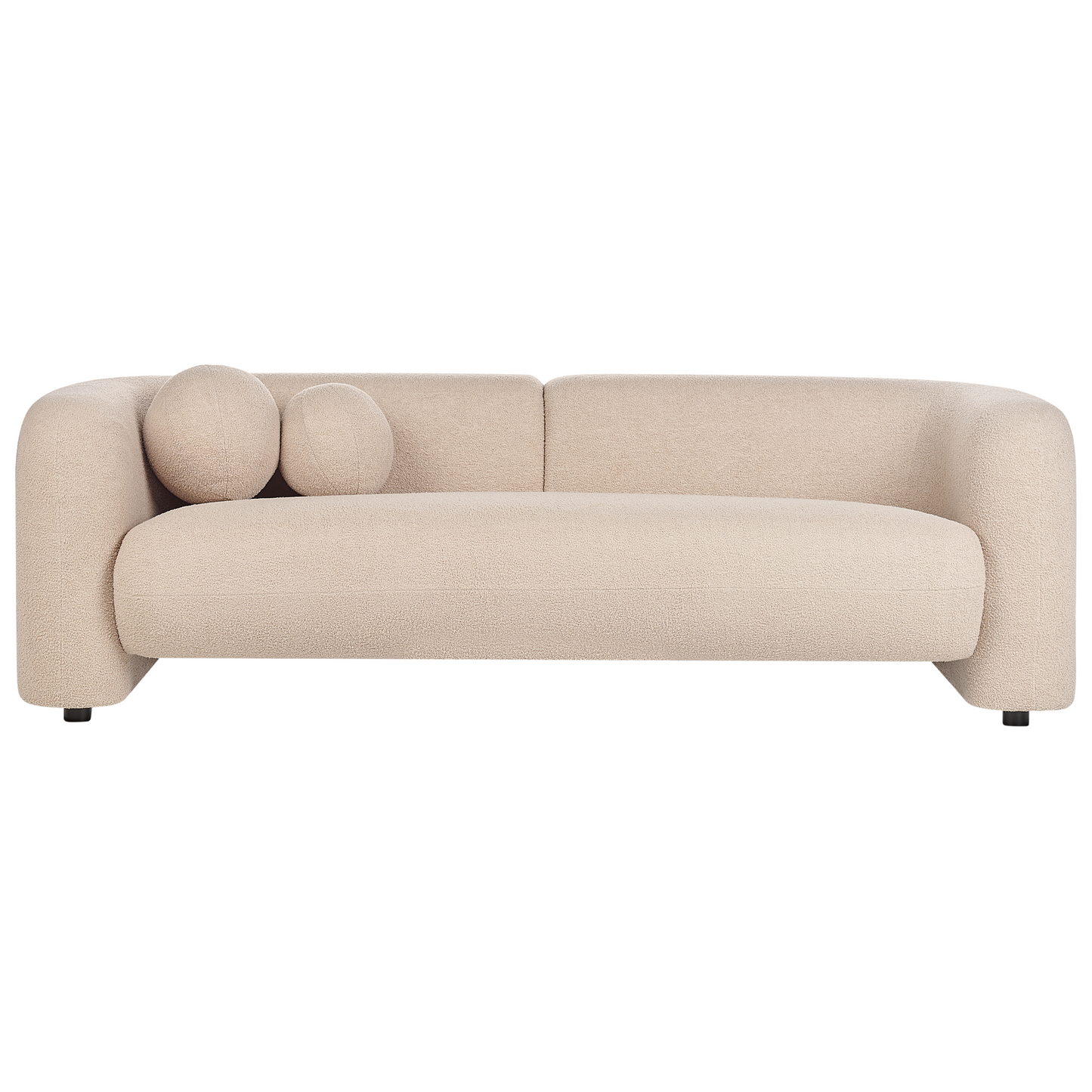 5 Seater Boucle Sofa Set Beige Armchair And Extra Cushions