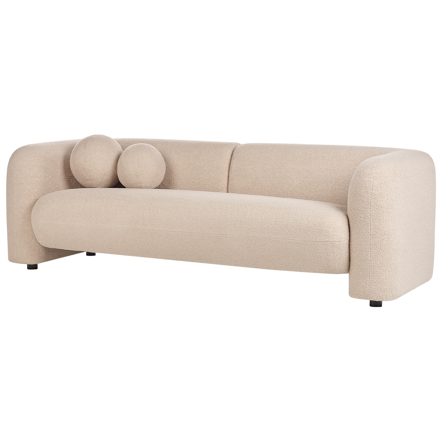 5 Seater Boucle Sofa Set Beige Armchair And Extra Cushions