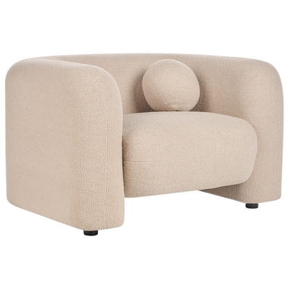 5 Seater Boucle Sofa Set Beige Armchair And Extra Cushions