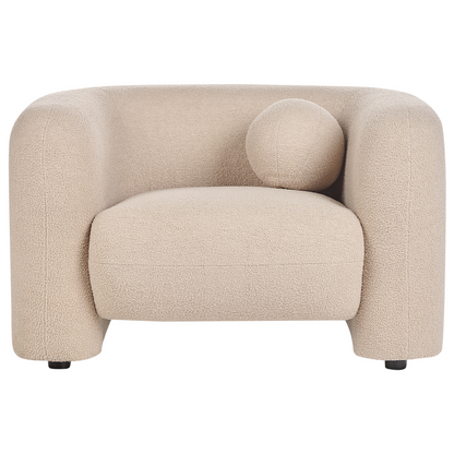5 Seater Boucle Sofa Set Beige Armchair And Extra Cushions