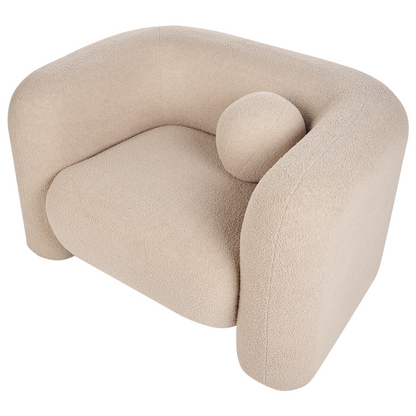 5 Seater Boucle Sofa Set Beige Armchair And Extra Cushions