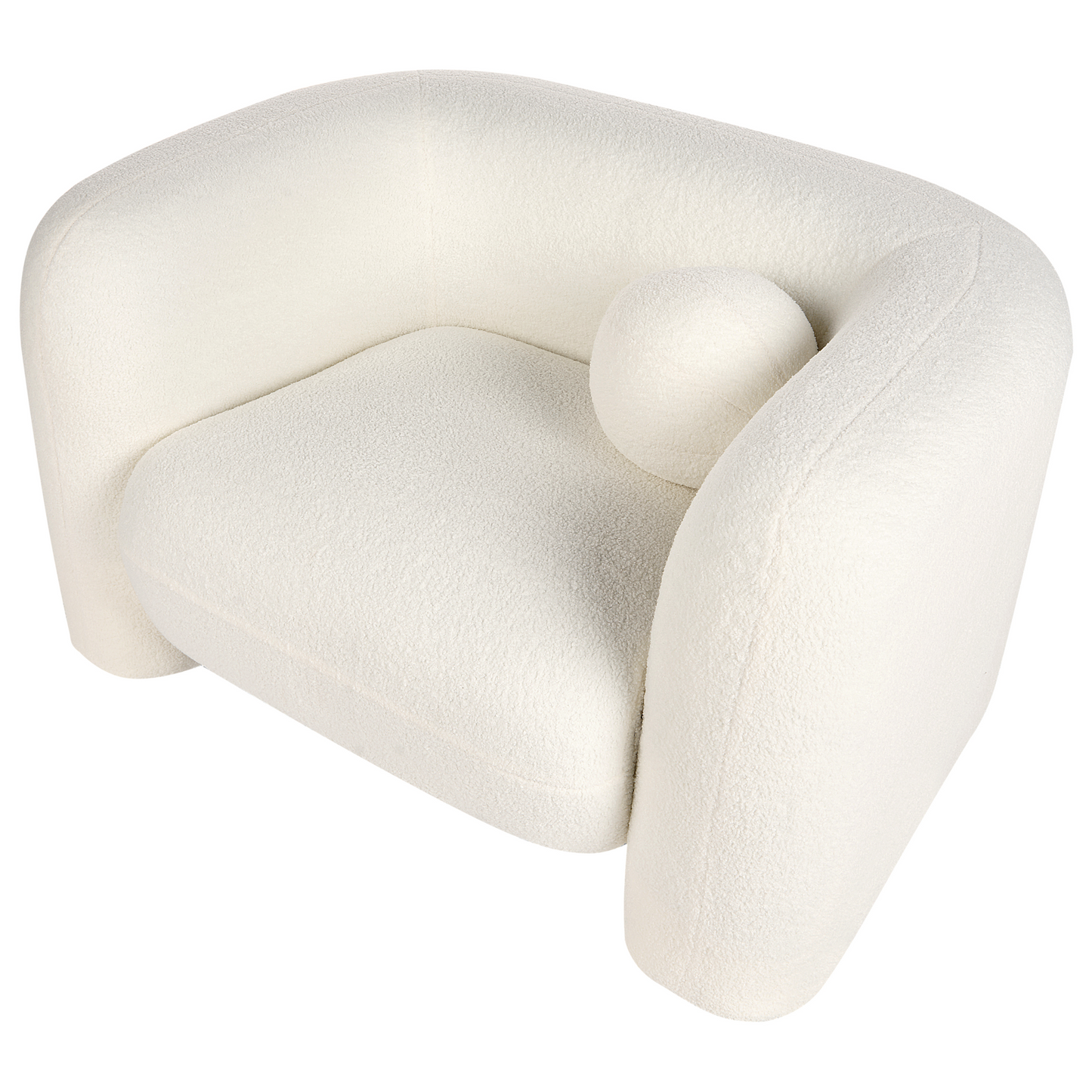 5 Seater White Boucle Sofa Armchair Set With Cushions