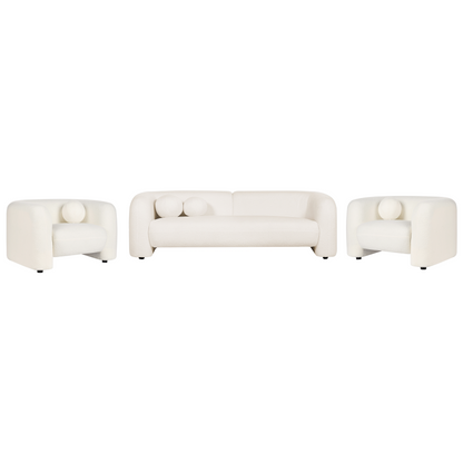 5 Seater White Boucle Sofa Armchair Set With Cushions