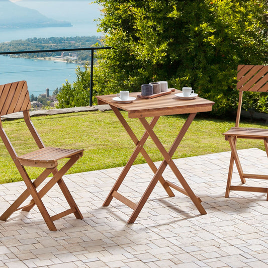 Eucalyptus 3 Piece Folding Bistro Set With Two Chairs