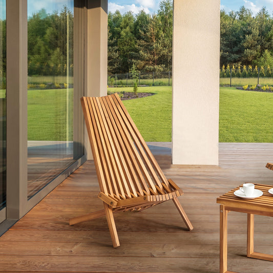 Set of 2 Acacia Wood Foldable Garden Chairs Rustic Modern