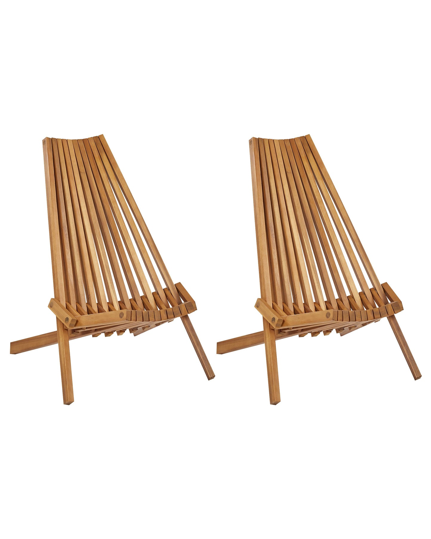 Set of 2 Acacia Wood Foldable Garden Chairs Rustic Modern