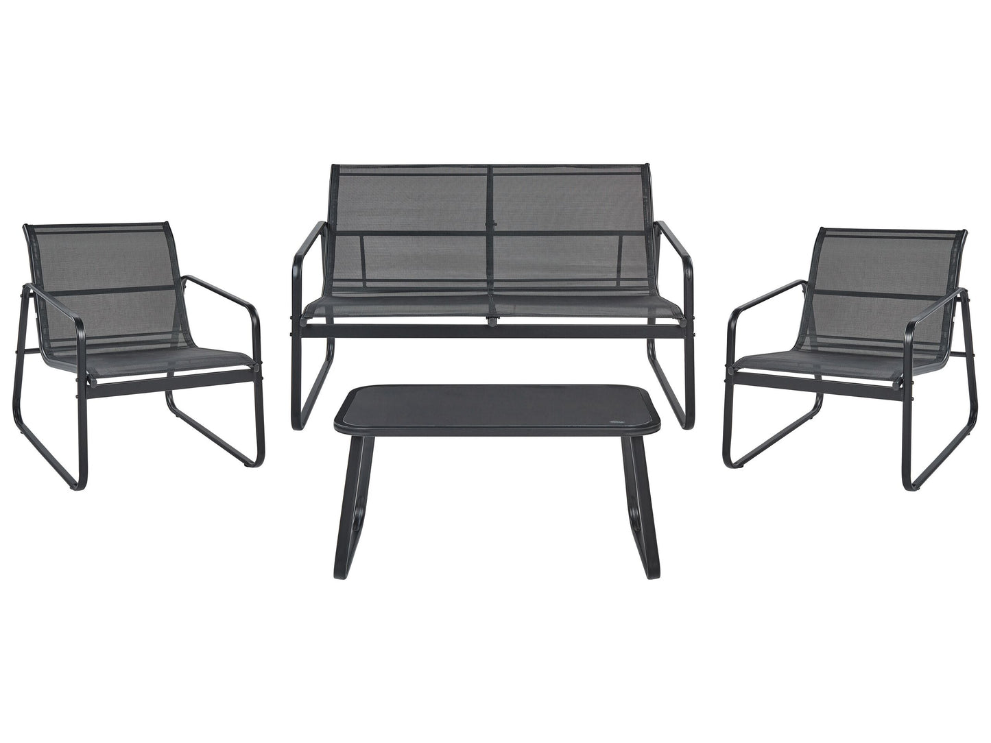 Garden Sofa Set Black Steel 4 Seater With Table Industrial Outdoor Furniture