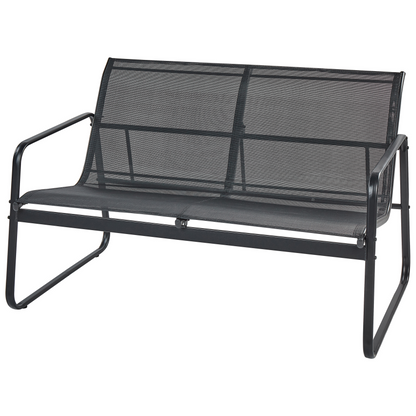 Garden Sofa Set Black Steel 4 Seater With Table Industrial Outdoor Furniture