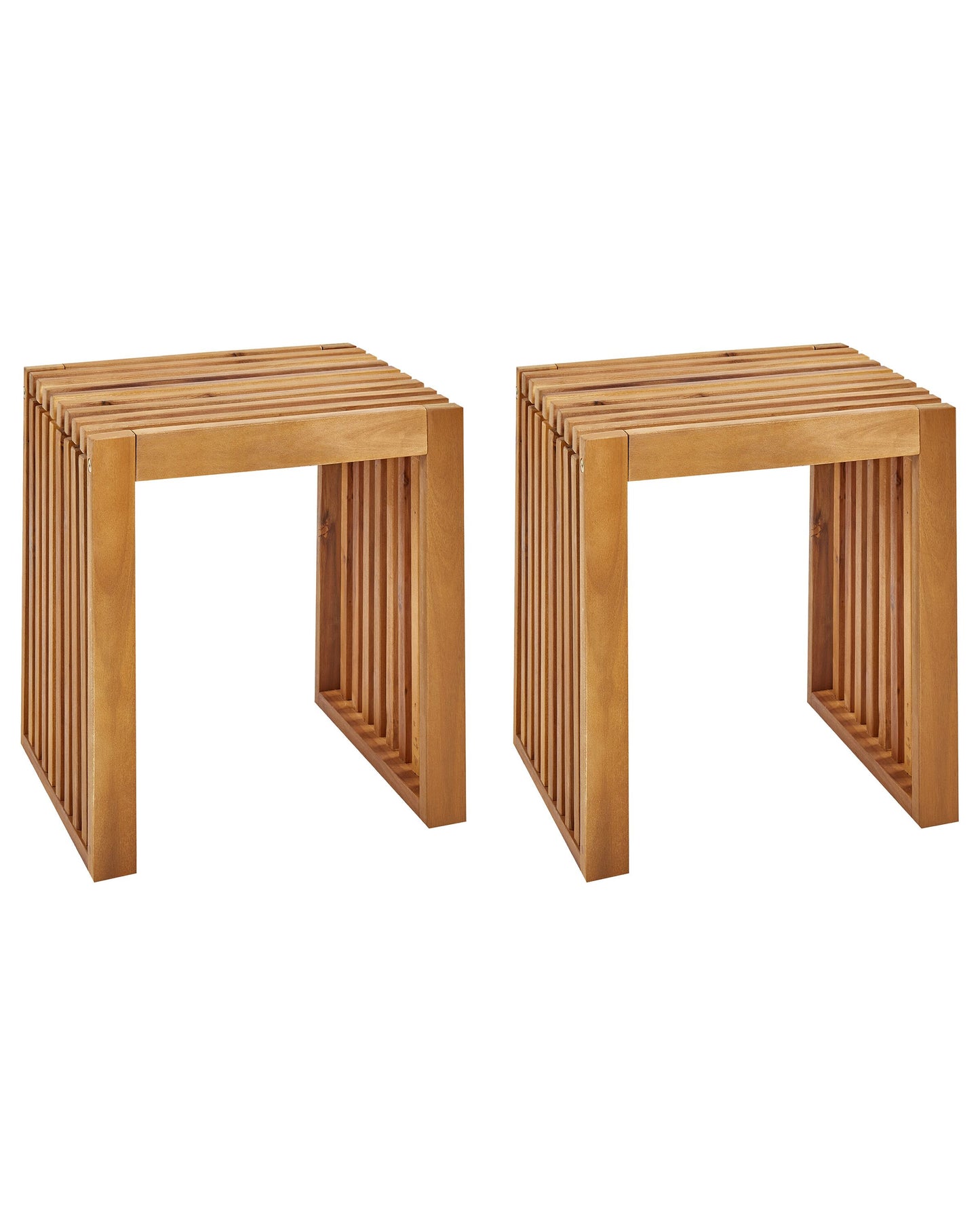 Acacia Living Garden Stools Set of 2 Light Wood Outdoor Modern Rustic