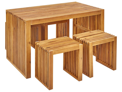 Garden Dining Set 4 Pieces Solid Acacia Table And Stools