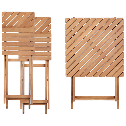 Eucalyptus 3 Piece Folding Bistro Set With Two Chairs
