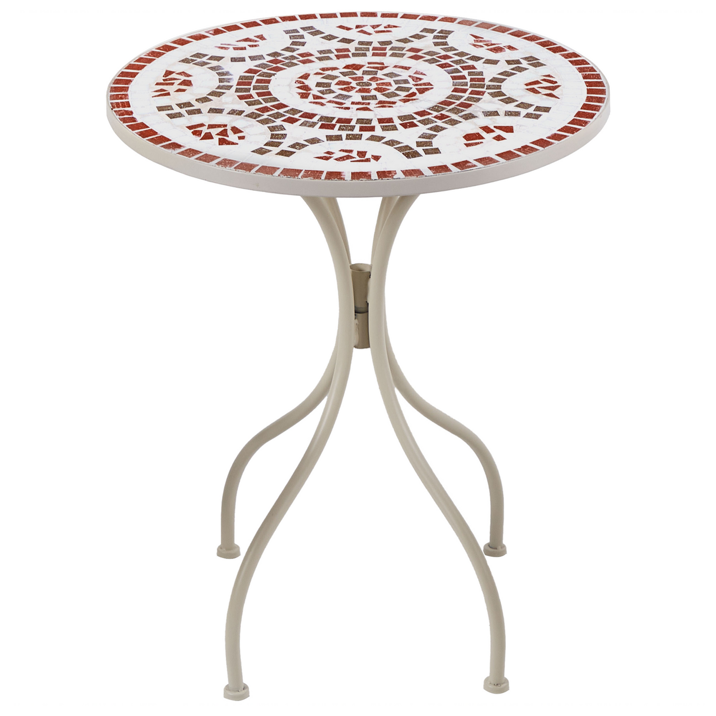 Garden Bistro Table White Metal 60cm Mosaic Tile Top Vintage Outdoor Style