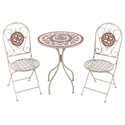 Garden Vista Garden Bistro Set White Metal Table And Folding Chairs