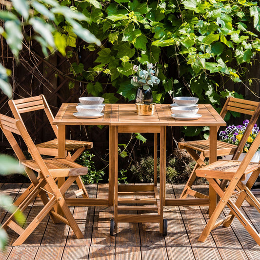 Garden Dining Set 5 Pieces Foldable Acacia Wood