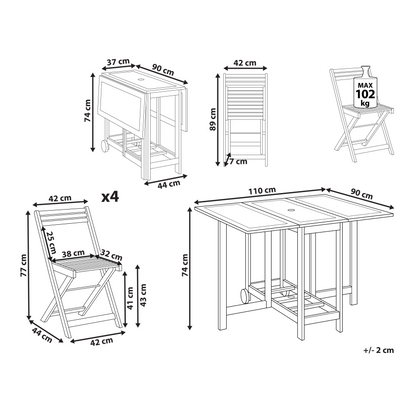 Garden Dining Set 5 Pieces Foldable Acacia Wood
