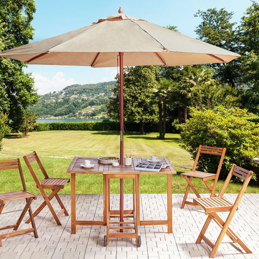 Garden 6 Piece Acacia Wood Folding Dining Set With Chairs