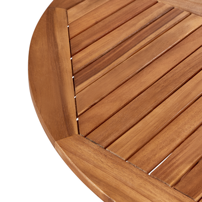 Acacia Round Dining Table 120cm Light Brown Outdoor