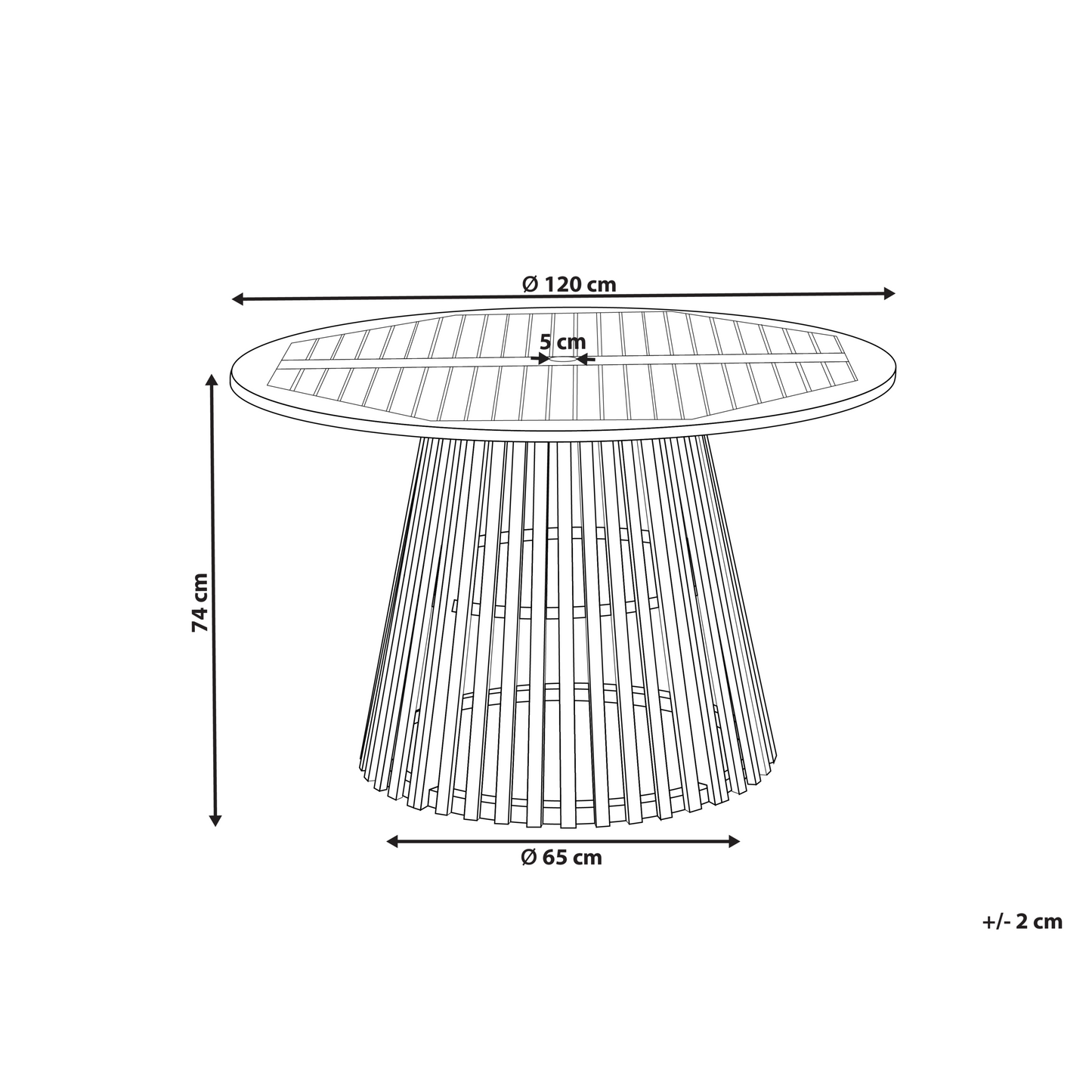 Acacia Round Dining Table 120cm Light Brown Outdoor