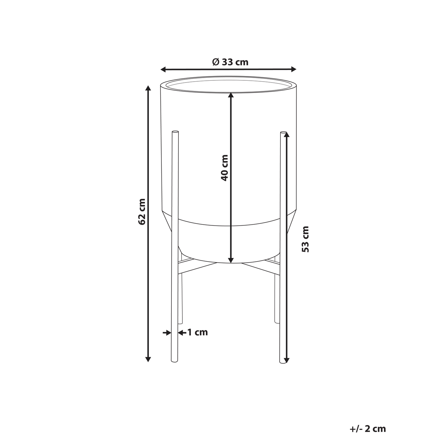 Grey Iron Plant Stand 33 x 33 x 62cm Modern Industrial With Gold Stand Premium Finish
