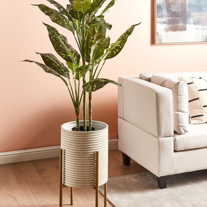 Plant Stand Beige Iron 31 x 31 x 58cm Indoor Modern Industrial Flower Holder Display
