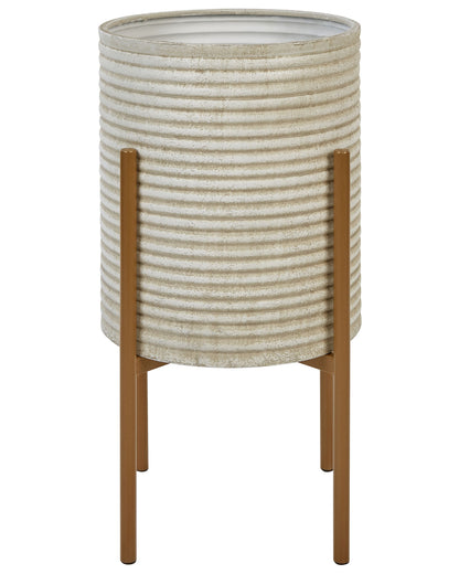 Plant Stand Beige Iron 31 x 31 x 58cm Indoor Modern Industrial Flower Holder Display