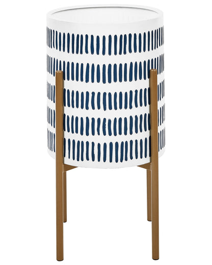 White And Blue Iron Plant Stand 31 X 31 X 58cm Modern Industrial Indoor Floor Planter