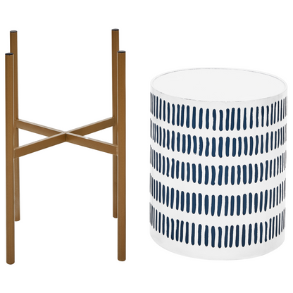 White And Blue Iron Plant Stand 31 X 31 X 58cm Modern Industrial Indoor Floor Planter