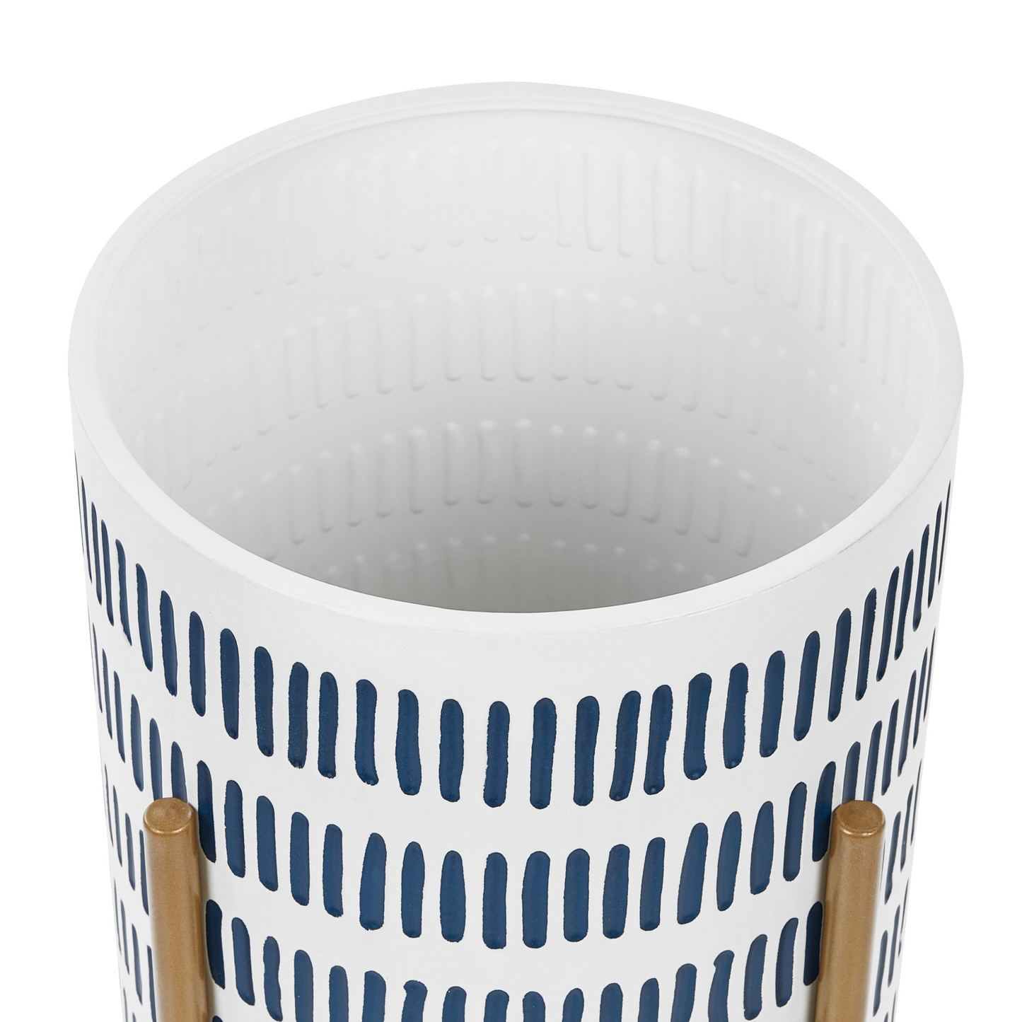 White And Blue Iron Plant Stand 31 X 31 X 58cm Modern Industrial Indoor Floor Planter